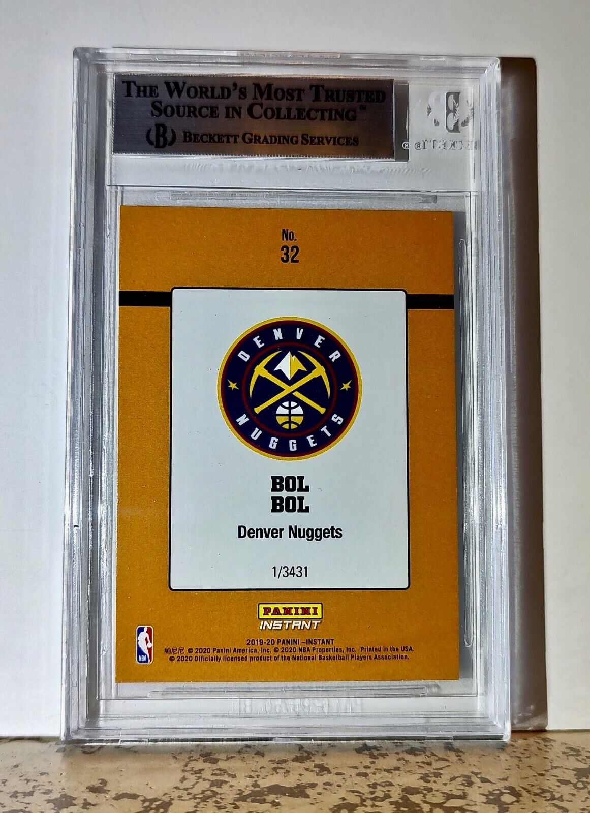 Bol Bol 2019-20 Panini NBA #32 1989 Rated Rookies 1/3431 BGS 9 Mint Nuggets