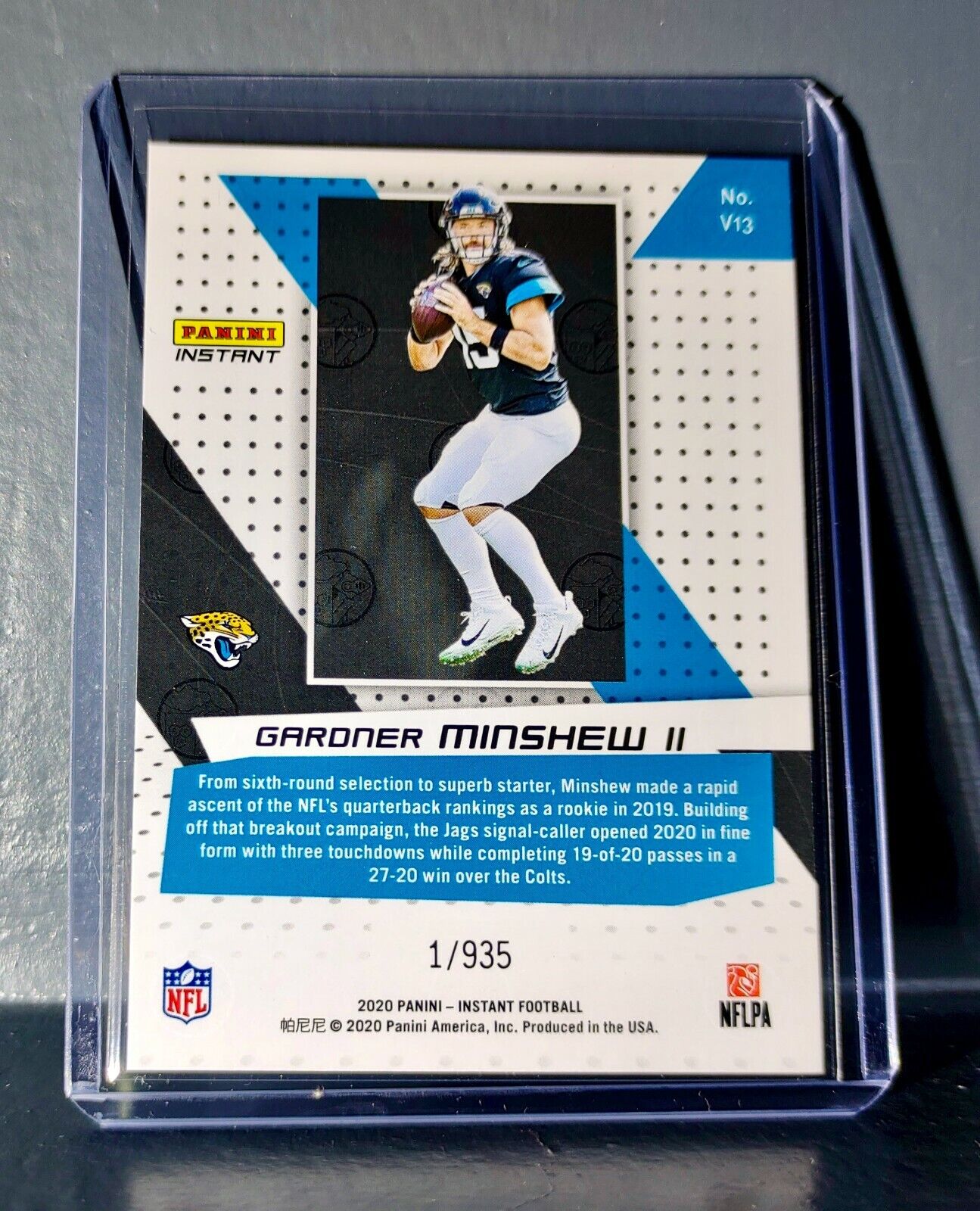 Gardner Minshew II 2020 Panini NFL Instant Vortex #13 Football Card 1/935