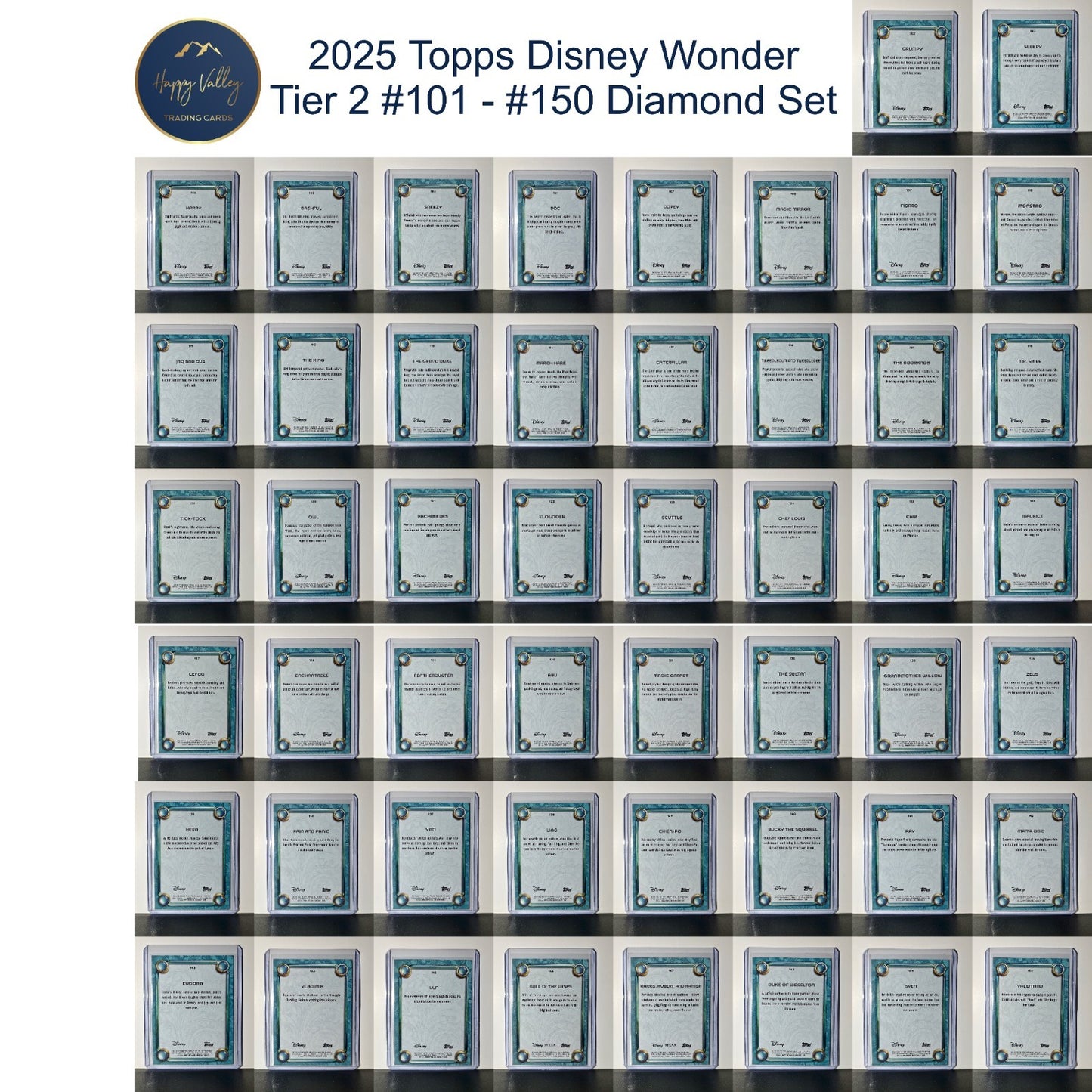 2025 Topps Disney Wonder 50 Card Tier 2 Diamond Complete Set in Toploaders
