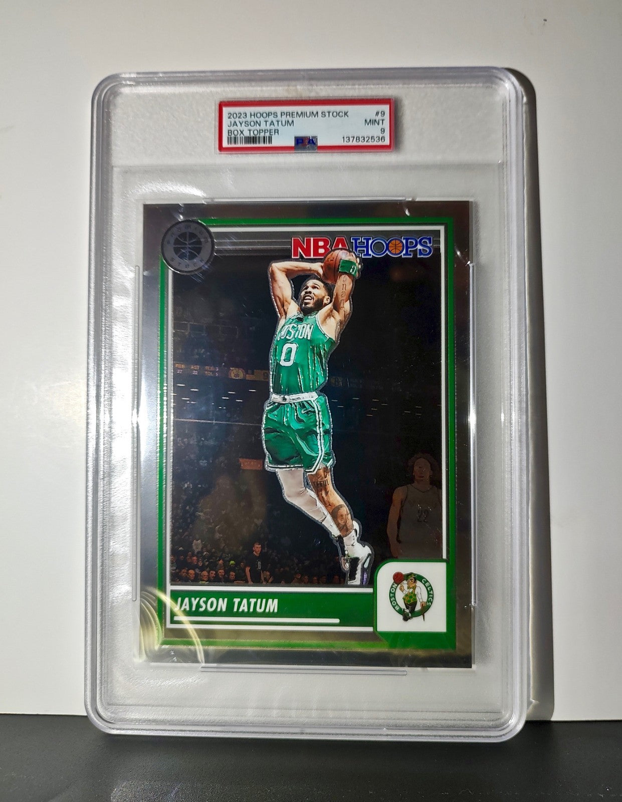 Jayson Tatum 2023 Panini Premium Stock NBA Hoops #9 Jumbo PSA 9 Mint