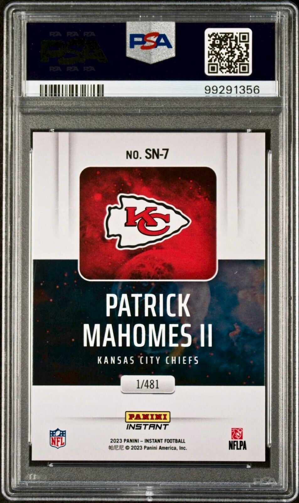 Patrick Mahomes II 2023 Panini Supernova NFL #SN-7 Football Card PSA 9