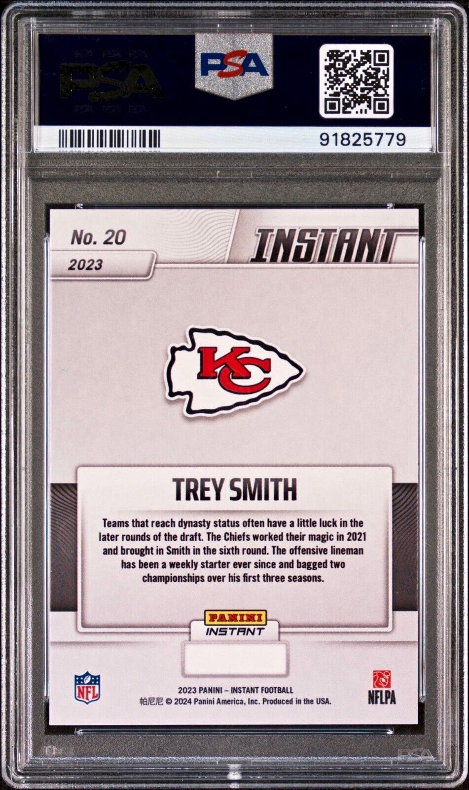 Trey Smith 2023 Panini NFL Superbowl Champions #20 Card PSA 9 Mint