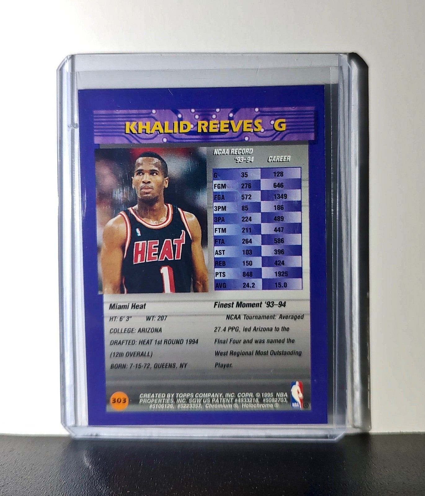 Khalid Reeves Rookie 1994-95 Topps Finest #303 Card