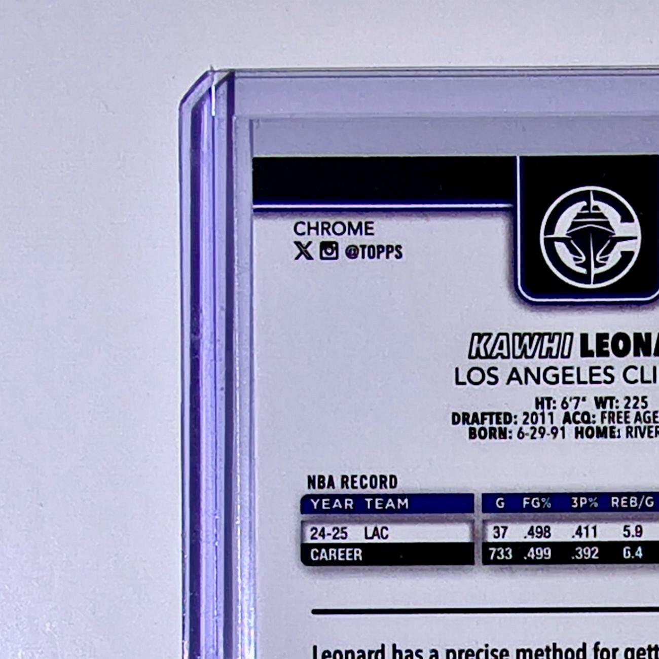 Kawhi Leonard 2025-26 NBA Topps Chrome Update #24 Card Los Angeles Clippers