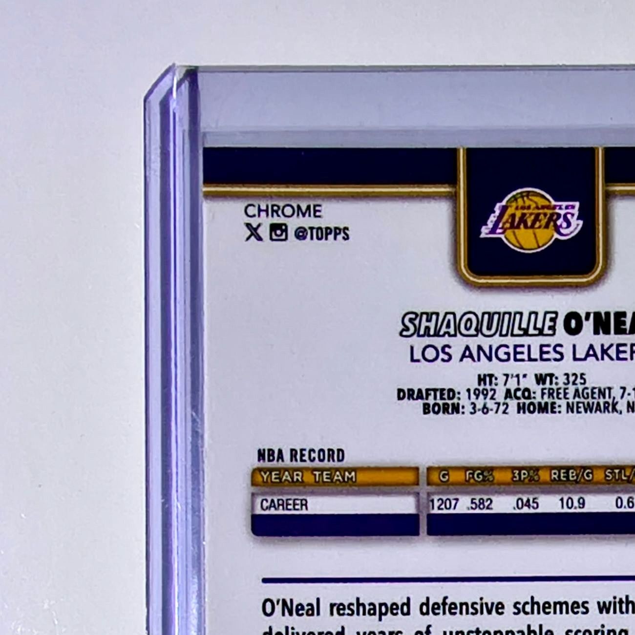 Shaquille O'Neal 2025-26 NBA Topps Chrome Update #142 Card Los Angeles Lakers