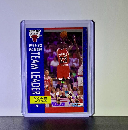 Michael Jordan 1991-92 Fleer Team Leader #375 Basketball Card Chicago Bulls