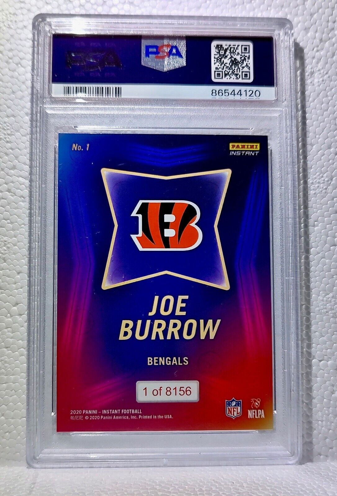 Joe Burrow 2020 Panini NFL Draft Night #1 Football Card 1 of 8156 PSA 9 MINT