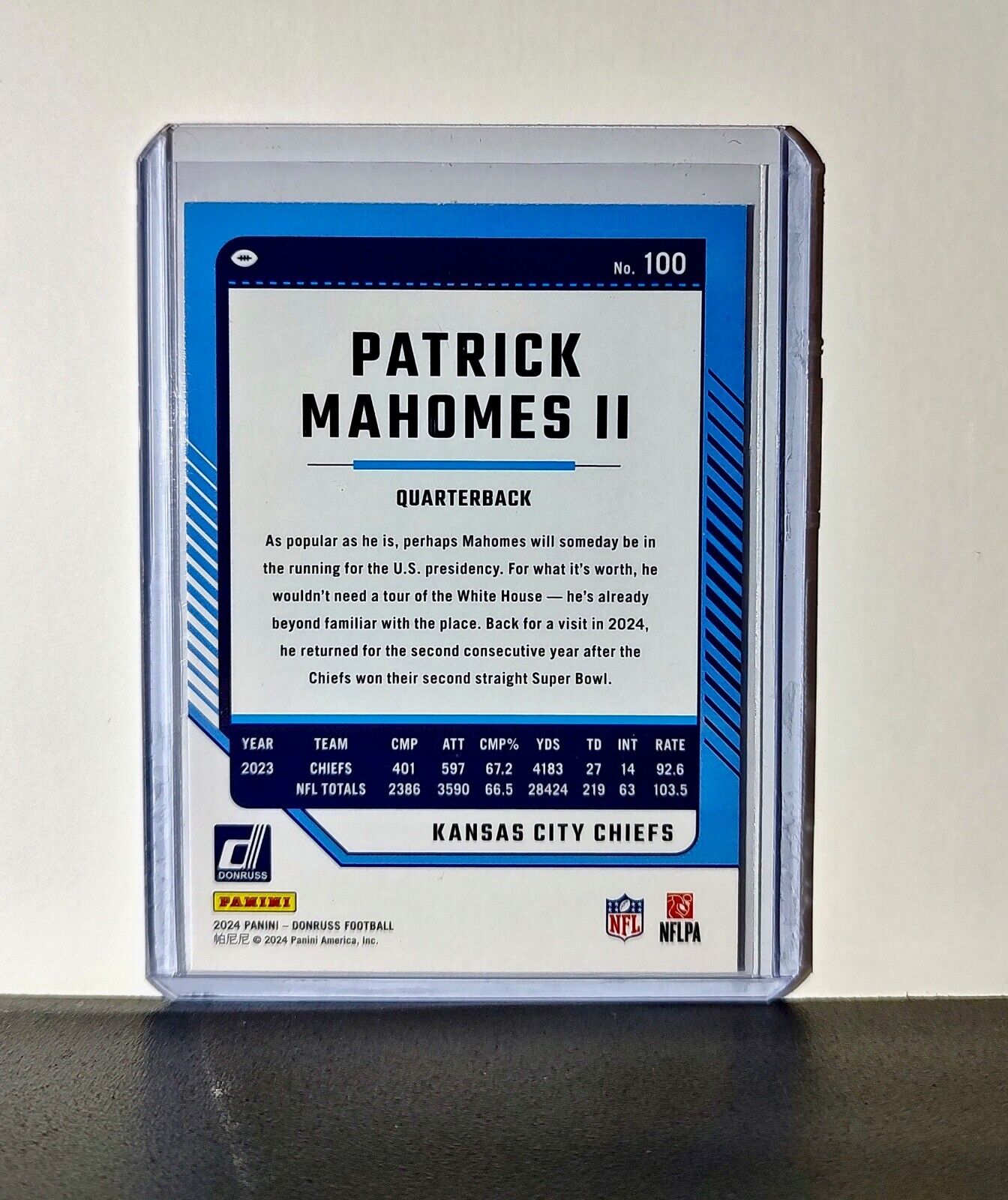 Patrick Mahomes II 2024 Panini Donruss NFL #100 Card Kansas City Chiefs