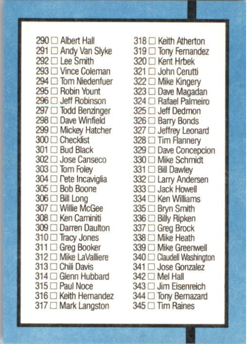 1988 Checklist Donruss Baseball Card #300