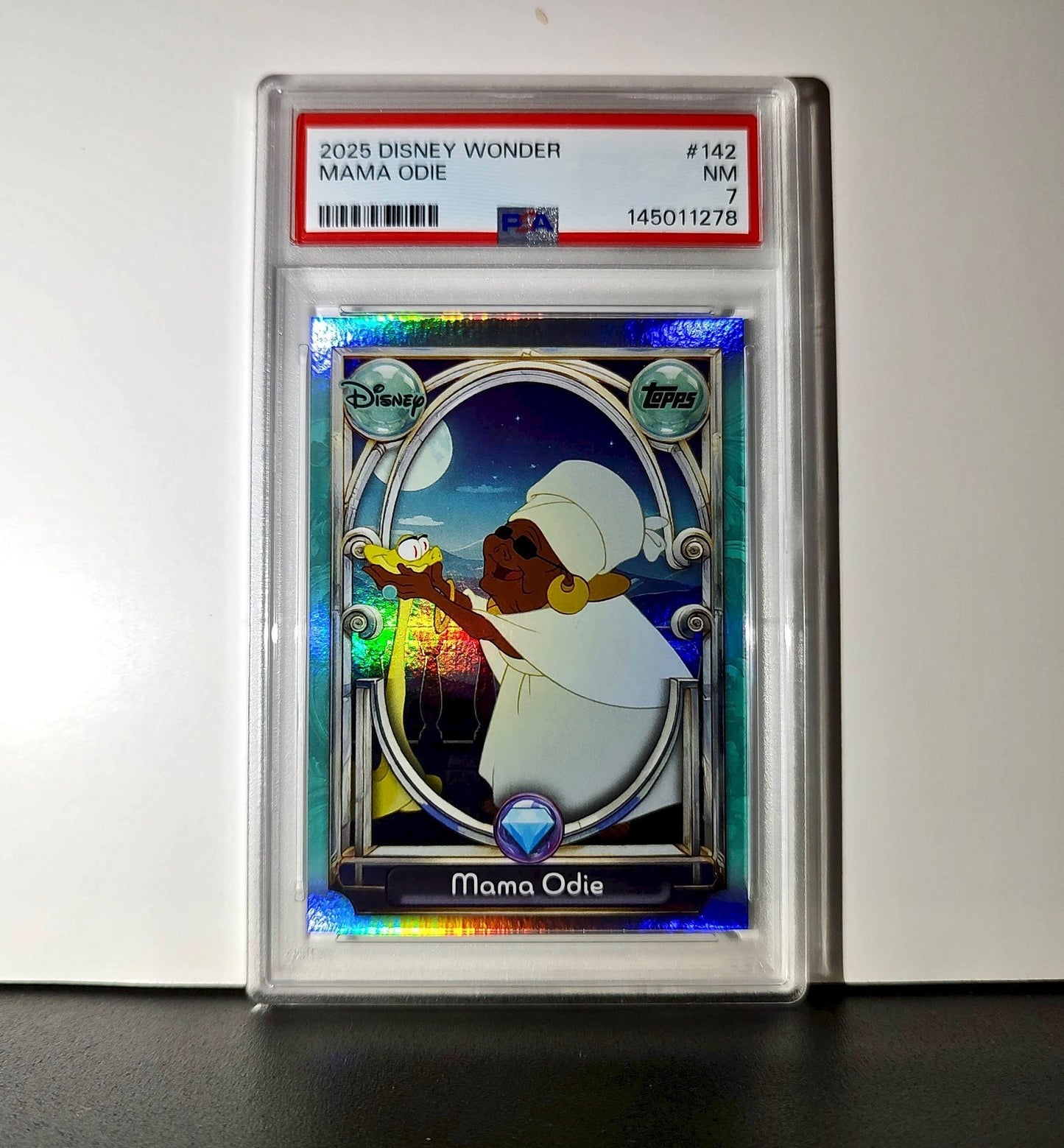 Mama Odie 2025 Topps Disney #142 Diamond Card The Princess and the Frog PSA 7