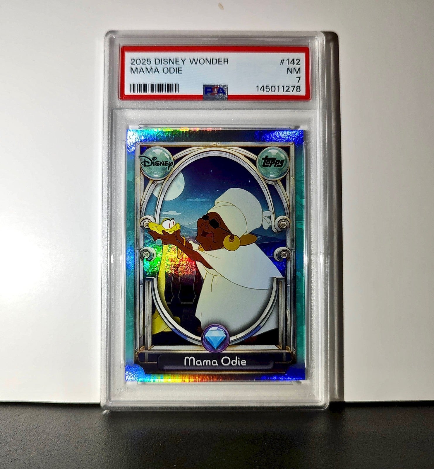 Mama Odie 2025 Topps Disney #142 Diamond Card The Princess and the Frog PSA 7