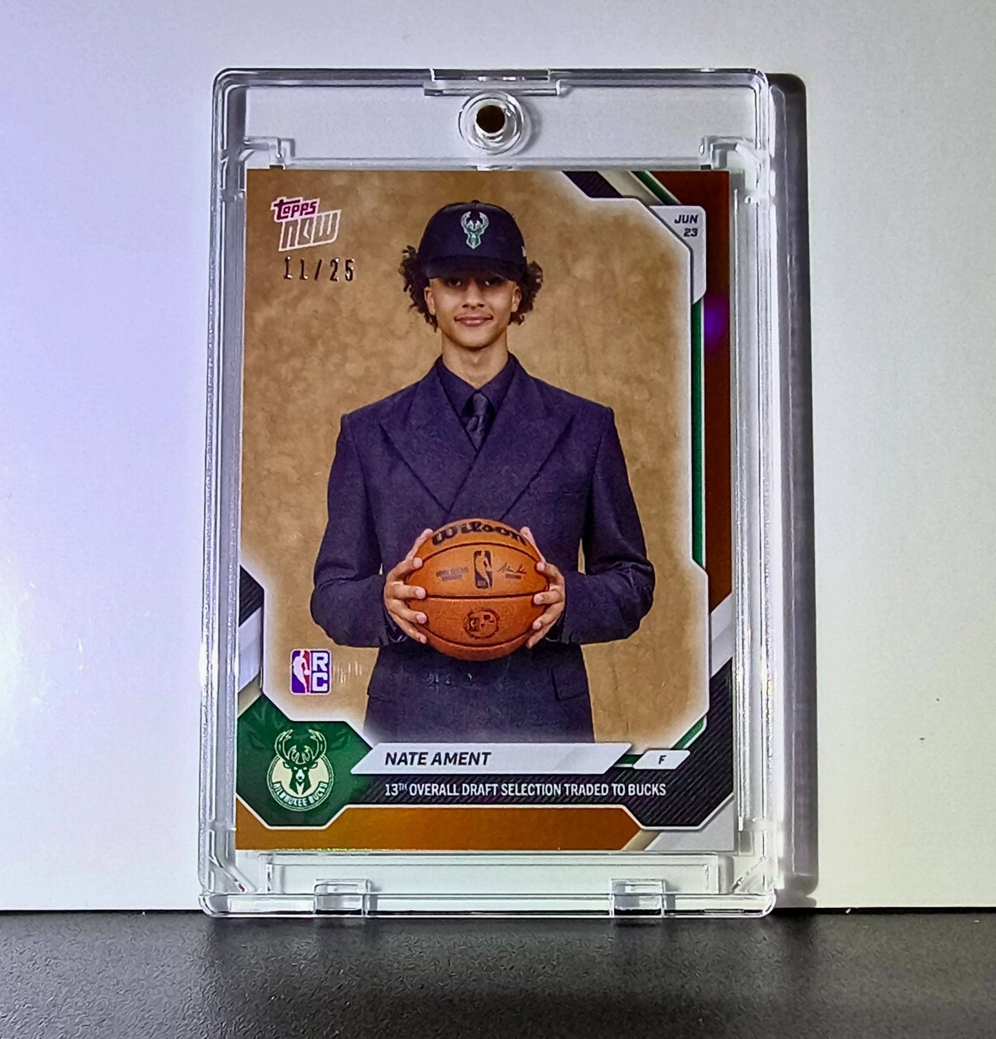 Nate Ament Rookie 2026-27 Topps NBA Draft Orange Foil 11/25 Card Milwaukee Bucks