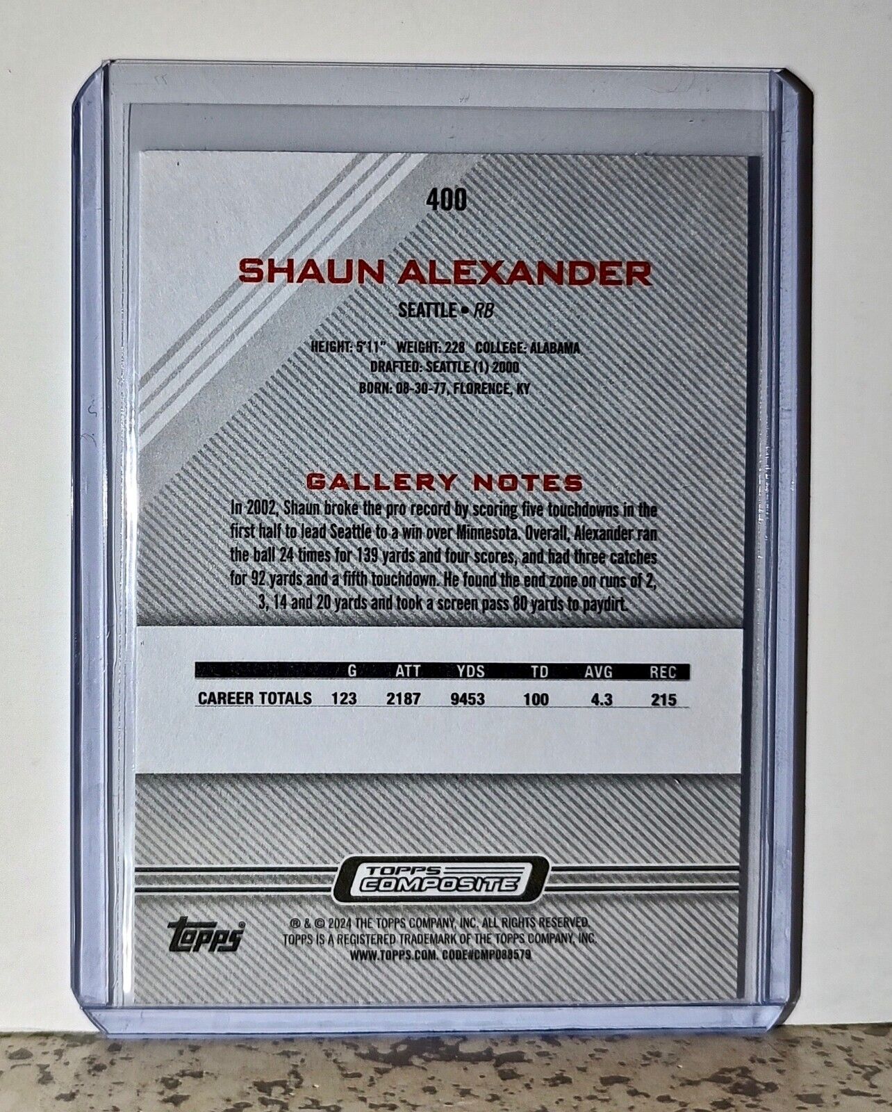 Shaun Alexander 2023 Topps Gallery NFL #400 Football Card Seattle Seahawks