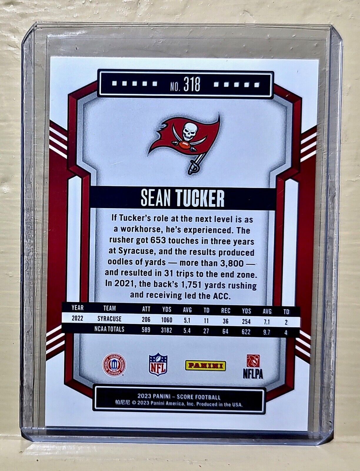 Sean Tucker 2023 Panini NFL #318 Score Football Card Tampa Bay Buccaneers