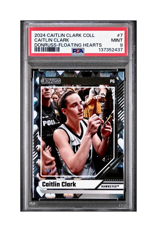 Caitlin Clark Collection 2024 #7 007/199 Donruss Floating Hearts PSA 9 Mint