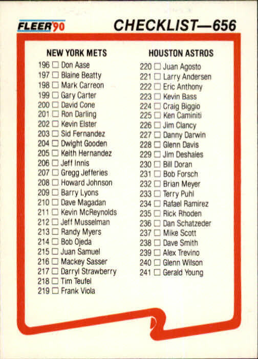 1990 Checklist Fleer Baseball Card #656