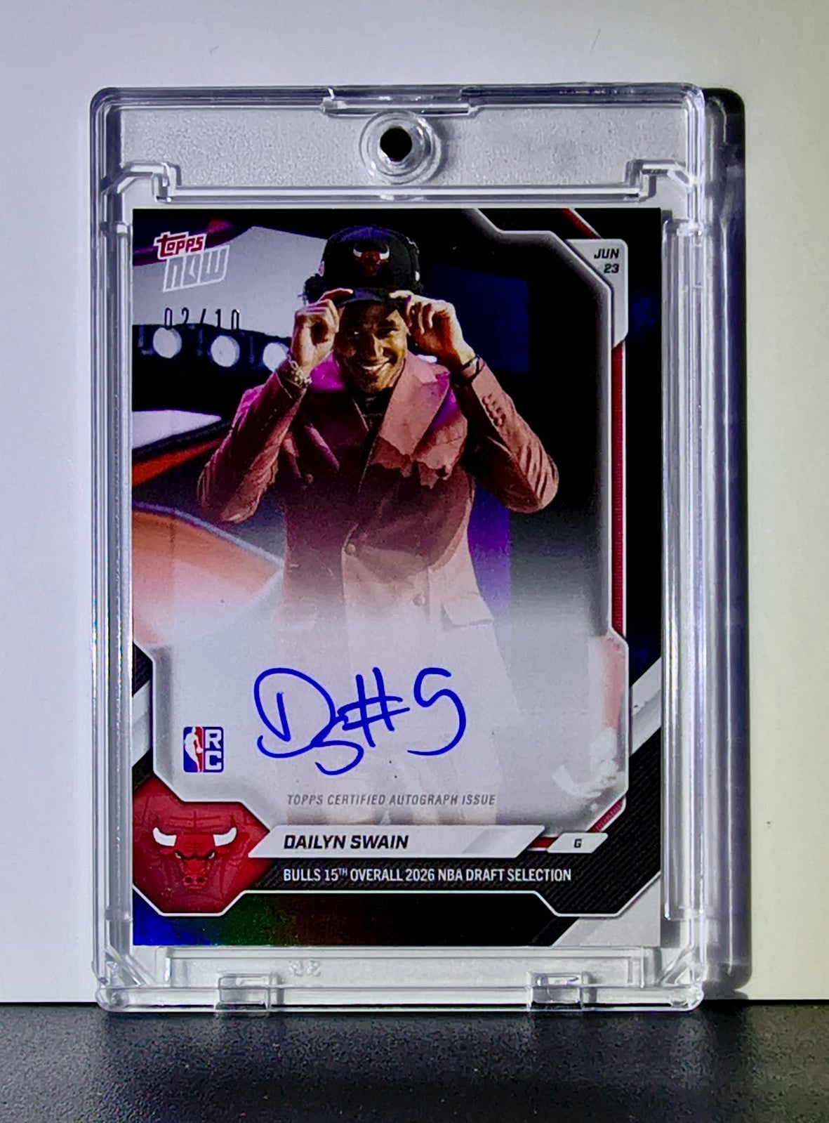 Dailyn Swain 2026 Rookie NBA Topps Draft #OSWA-A Autograph Card Bulls 02/10