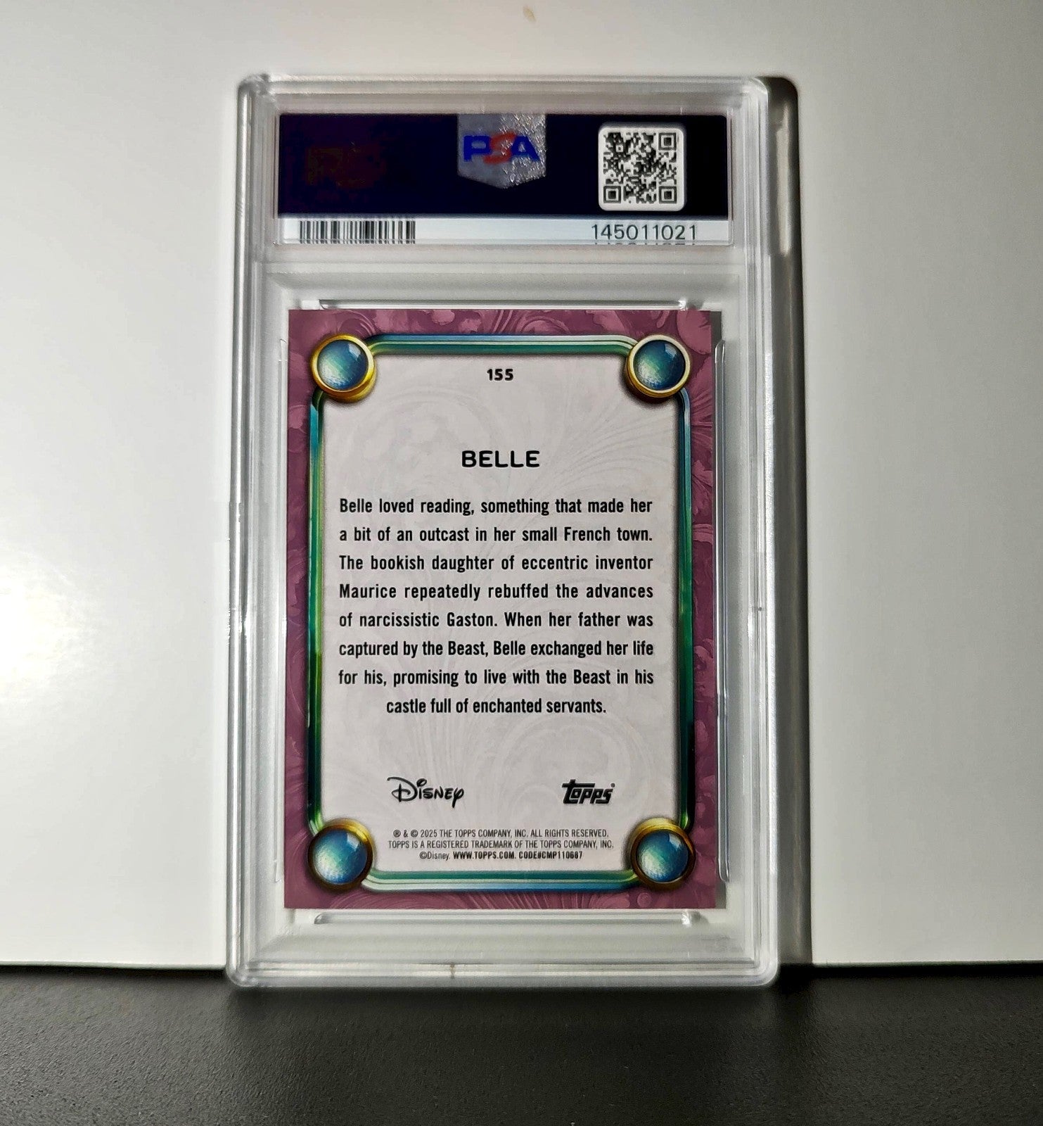 Belle 2025 Topps Disney Cartoon Princess #155 Card Beauty and the Beast PSA 9