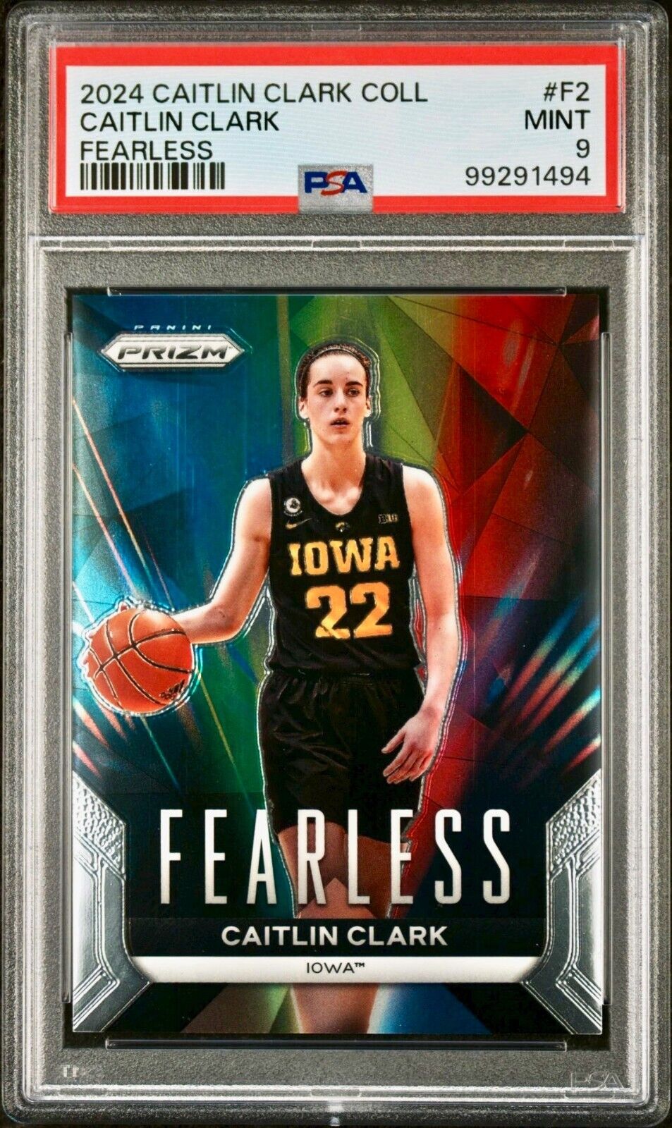 Caitlin Clark 2024 Panini Prizm Fearless #F2 Basketball Card PSA 9 Mint