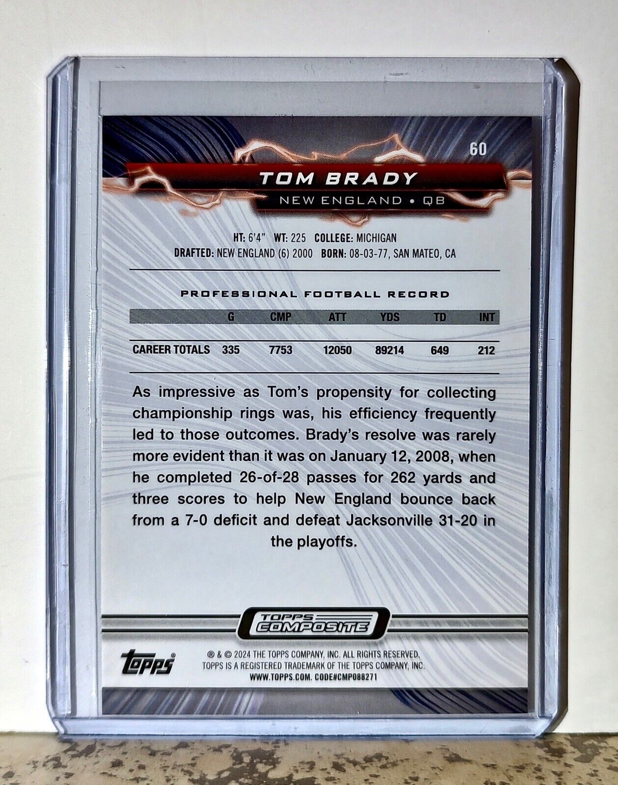 Tom Brady 2023 Topps Resurgence NFL #60 Football Card New England Patriots