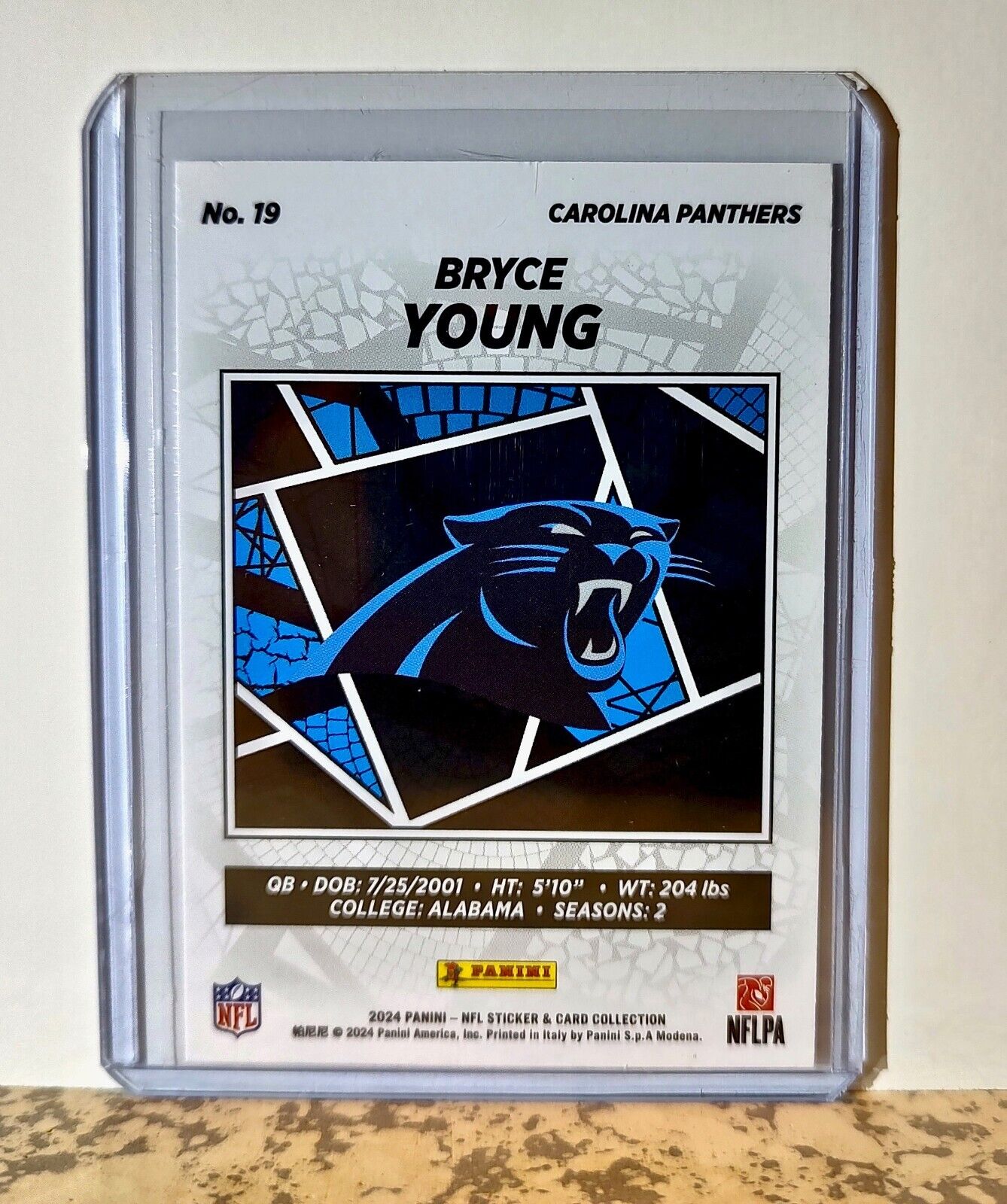 Bryce Young 2024 Panini NFL #19 Silver Foil Sticker Card Carolina Panthers