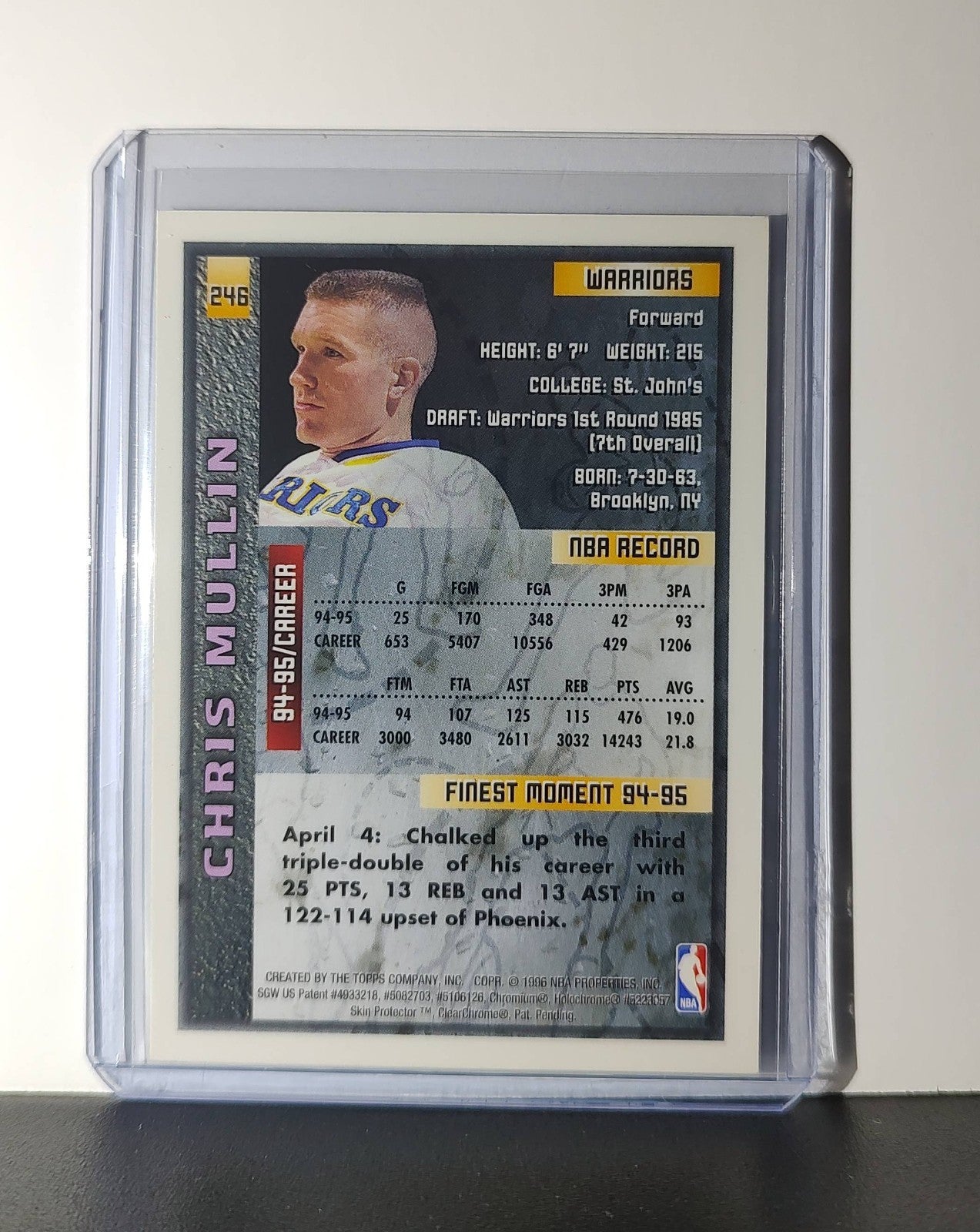 Chris Mullin 1995-96 Topps Finest NBA #246 Card Warriors