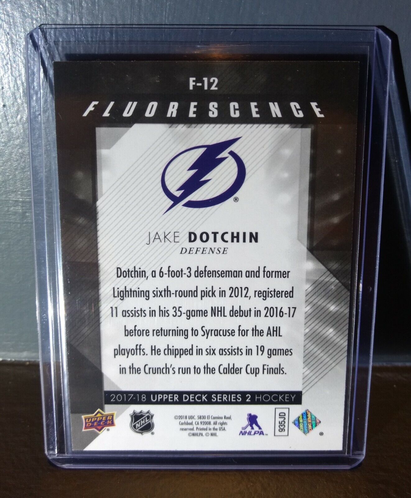 2017 Jake Dotchin Upper Deck Fluorescence #F-12 Hockey Card #/150