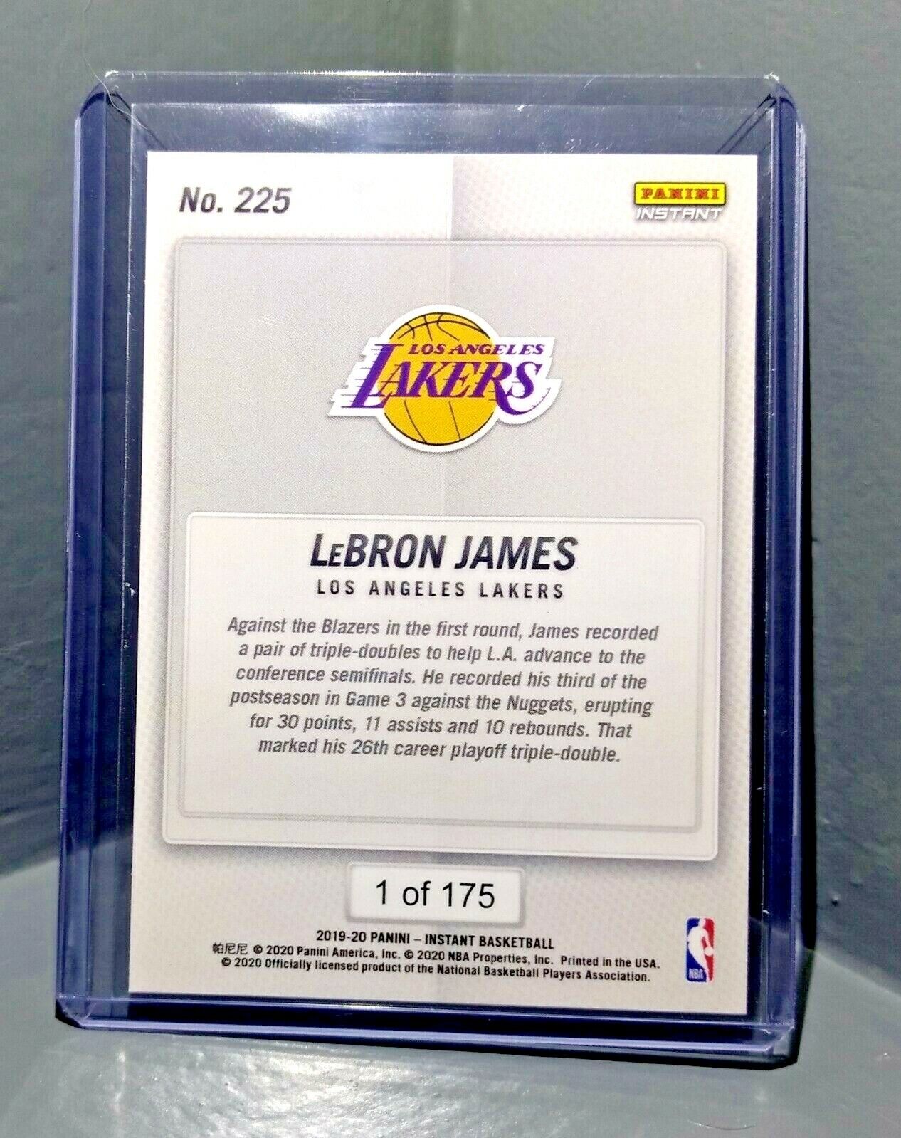 Lebron James 2019-20 Panini NBA Playoffs Instant #225 Basketball Card 1 of 175