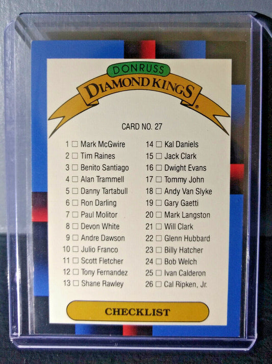 1988 Checklist Donruss Diamond Kings #27 Baseball Card