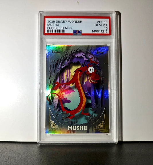 Mushu 2025 Topps Disney #FF-16 Furry Friends Card Mulan PSA 10