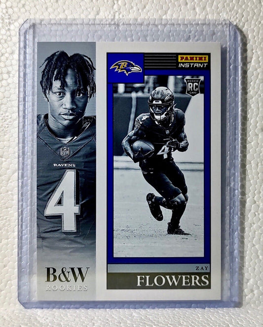 Zay Flowers 2023 Panini NFL #22 Black & White Rookies Card Ravens 1/216