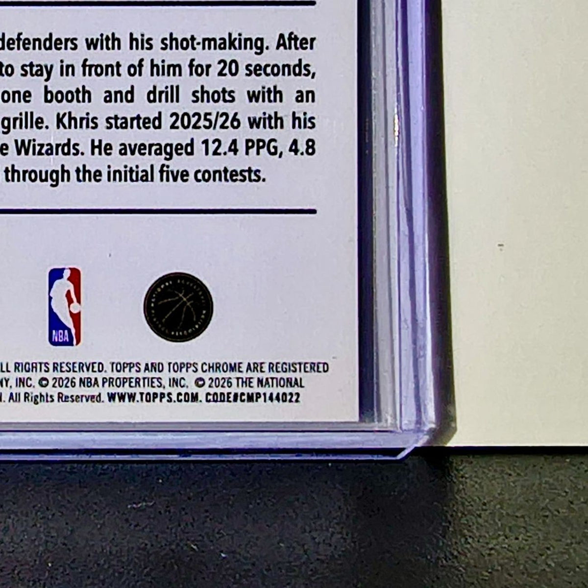 Khris Middleton 2025-26 NBA Topps Chrome Update #101 Card Washington Wizards