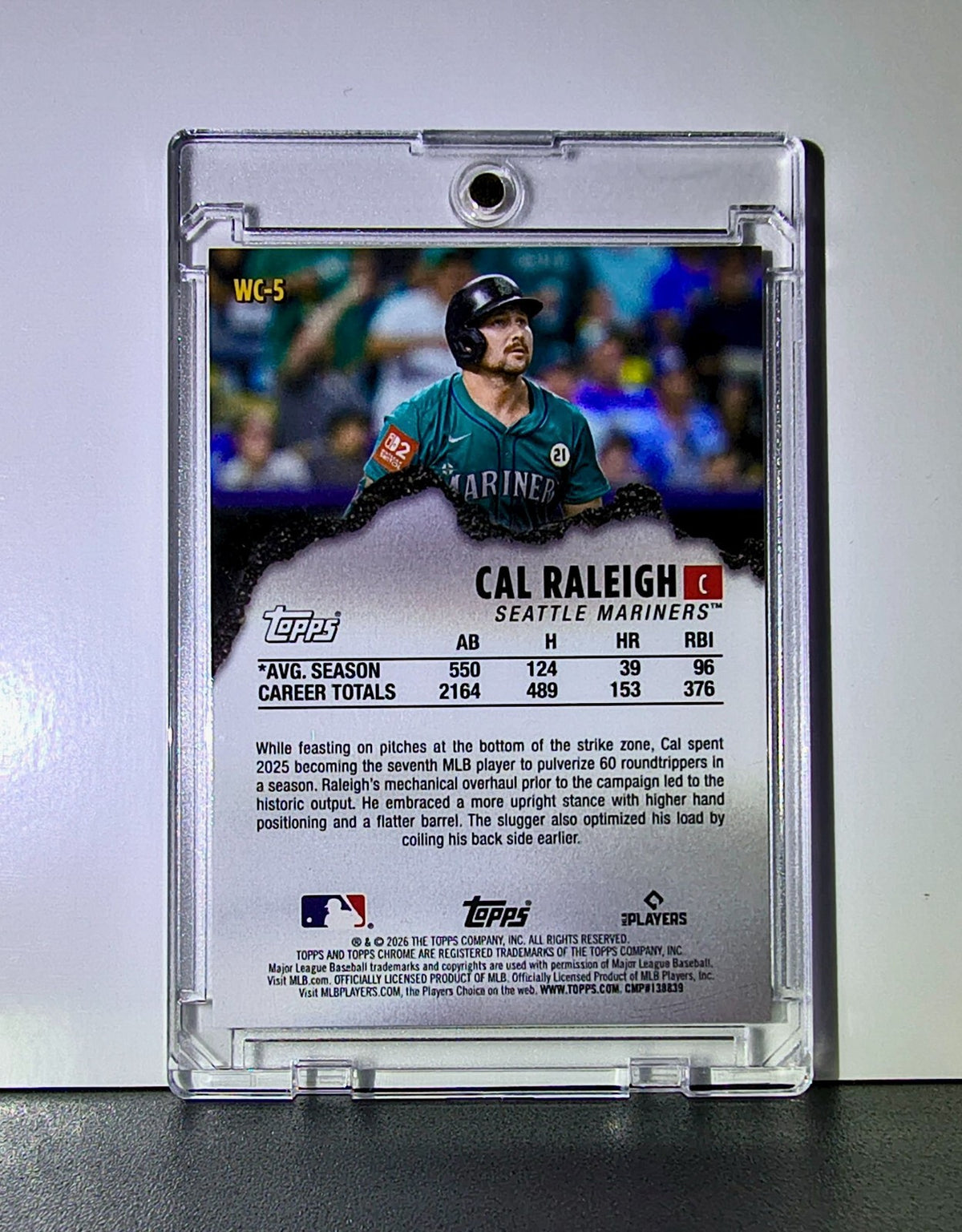 Cal Raleigh 2026 MLB Topps Chrome #WC-5 Refractor Baseball Card Seattle Mariners
