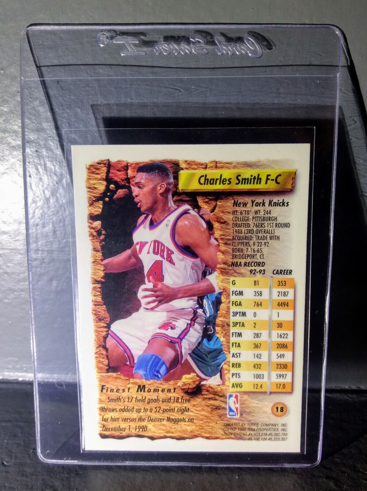 1993-94 Topps Finest Charles Smith #18 Basketball Card