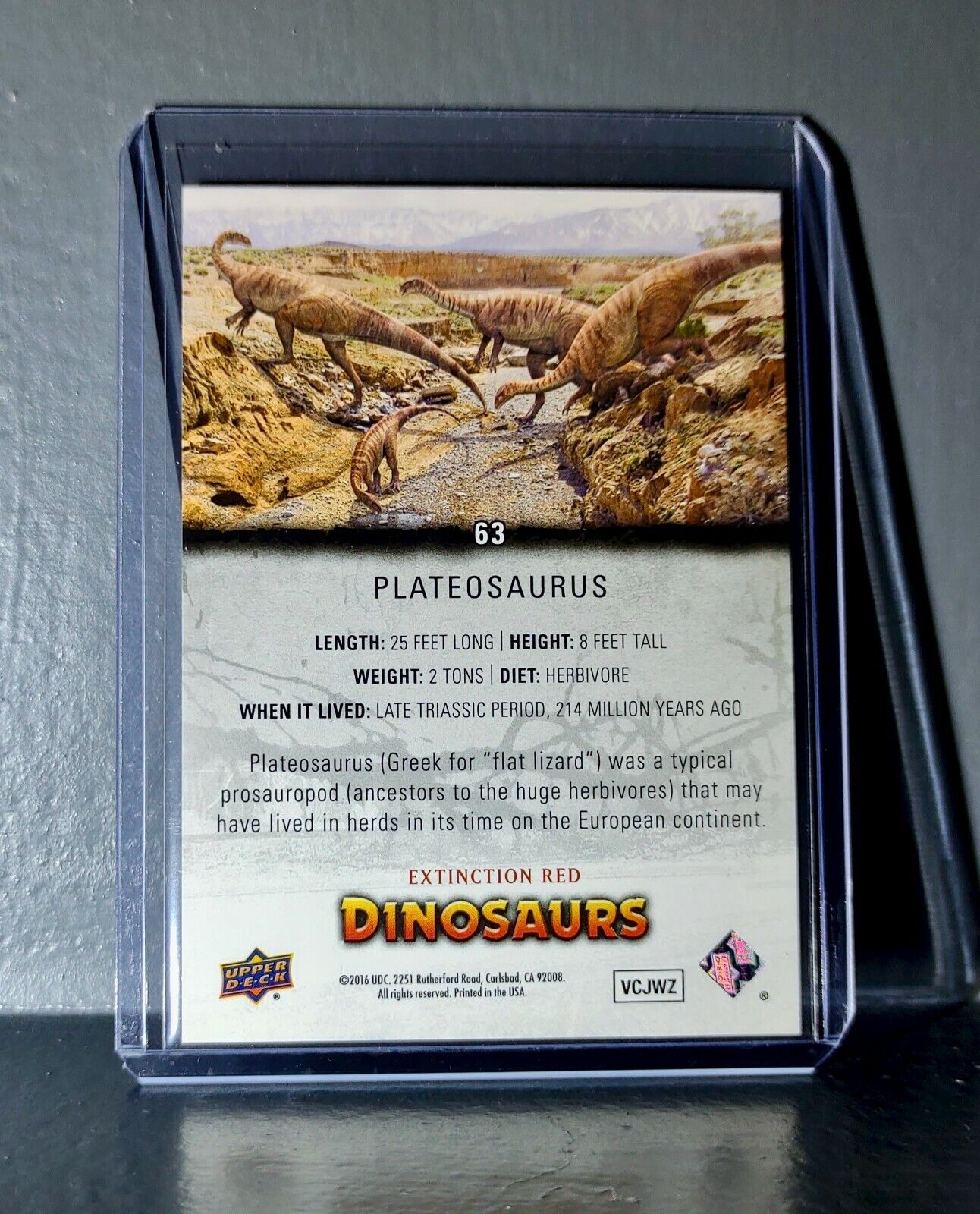 2015 Upper Deck Dinosaurs Plateosaurus Extinction Red Parallel #63 Card