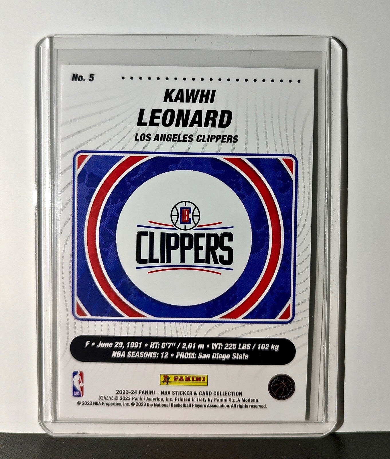 Kawhi Leonard 2023-24 Panini NBA #5 Sticker Card Los Angeles Clippers