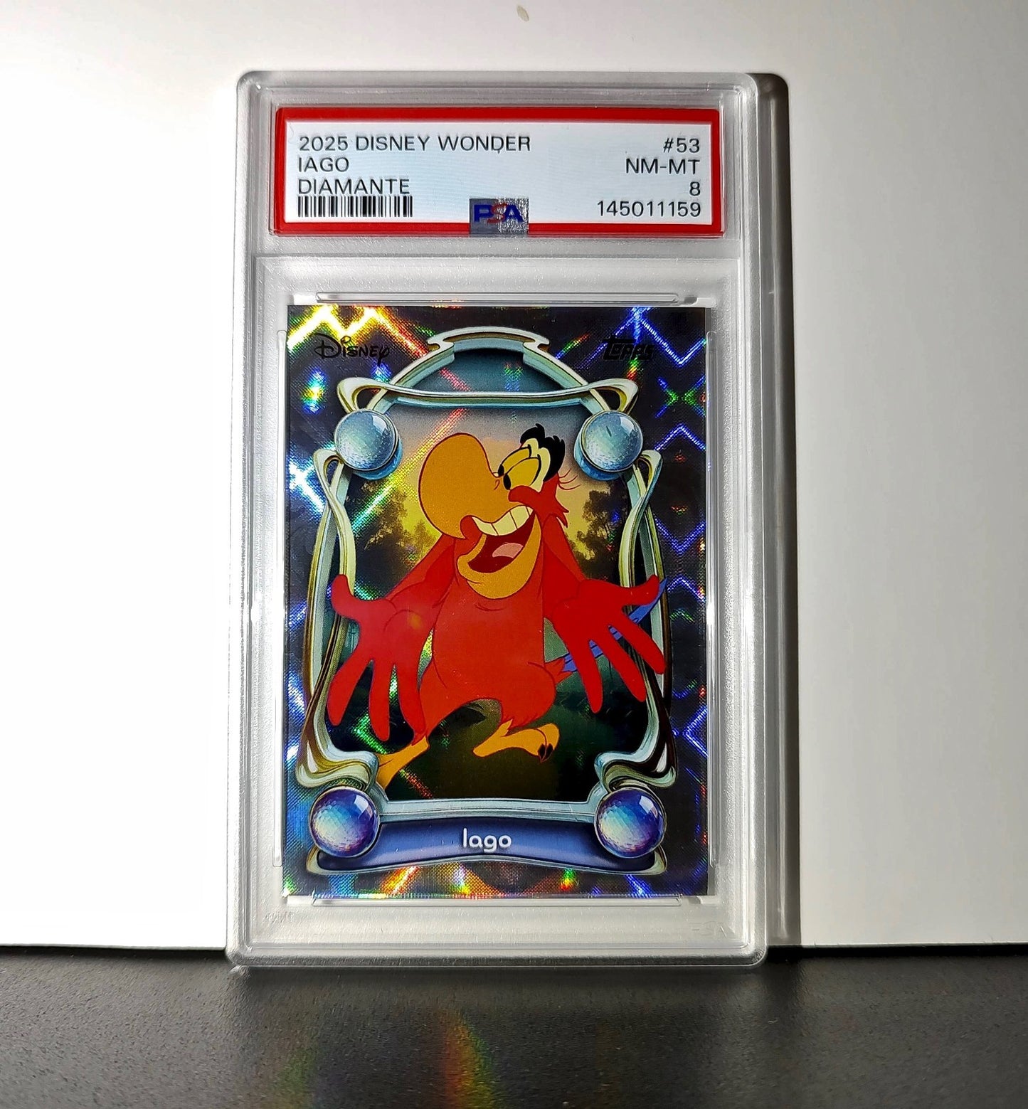 Iago 2025 Topps Disney Wonder #53 Winter Variant Card Aladdin PSA 8