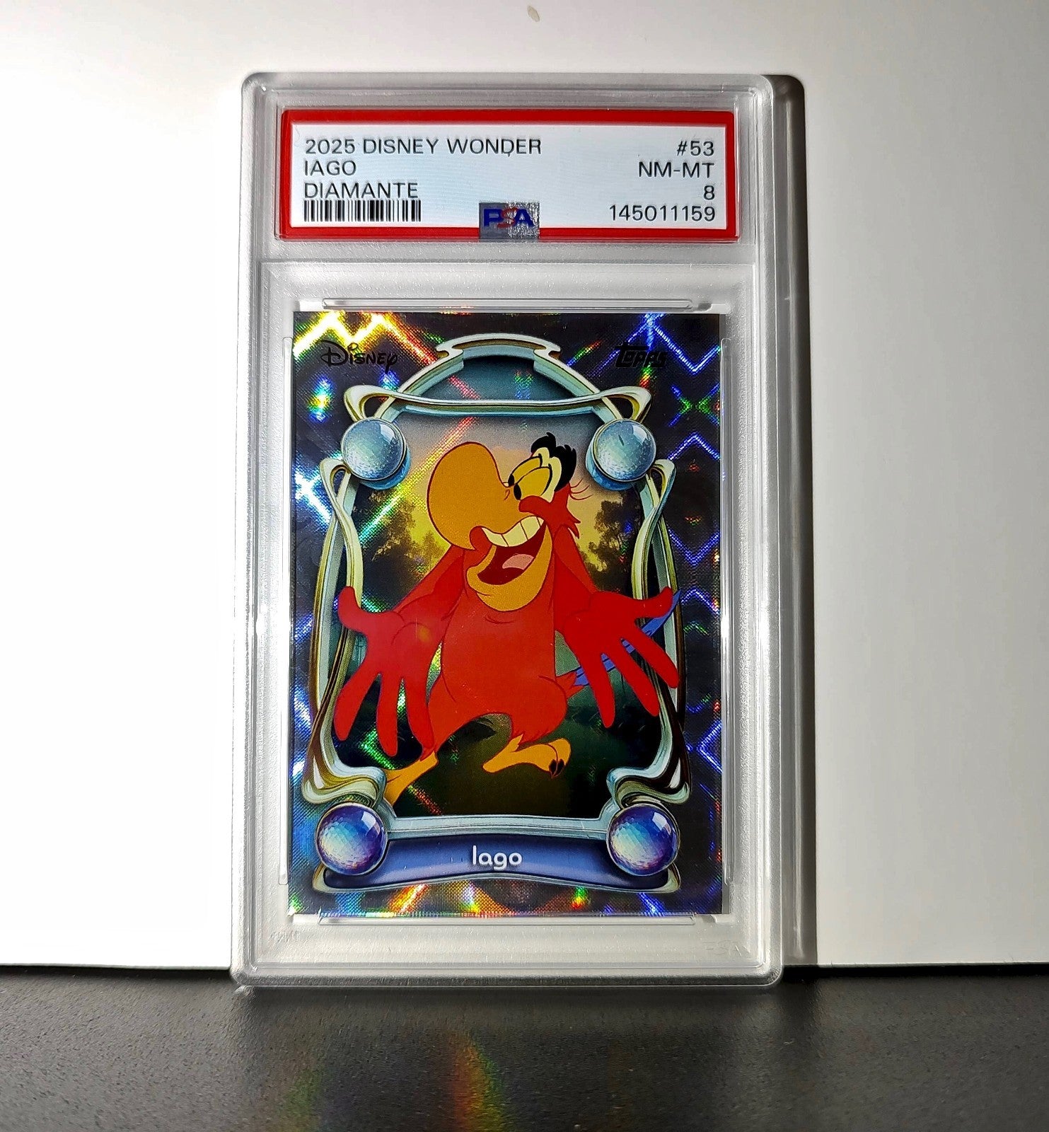 Iago 2025 Topps Disney Wonder #53 Winter Variant Card Aladdin PSA 8