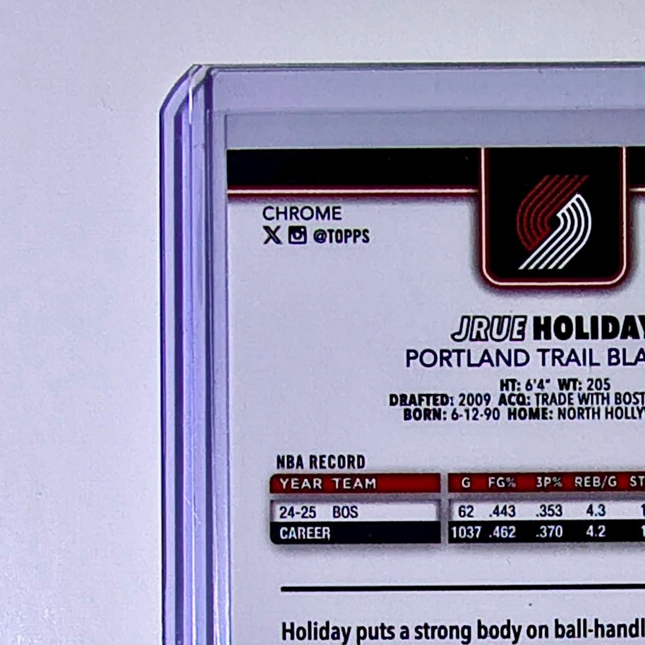 Jrue Holiday 2025-26 NBA Topps Chrome Update #64 Card Portland Trail Blazers