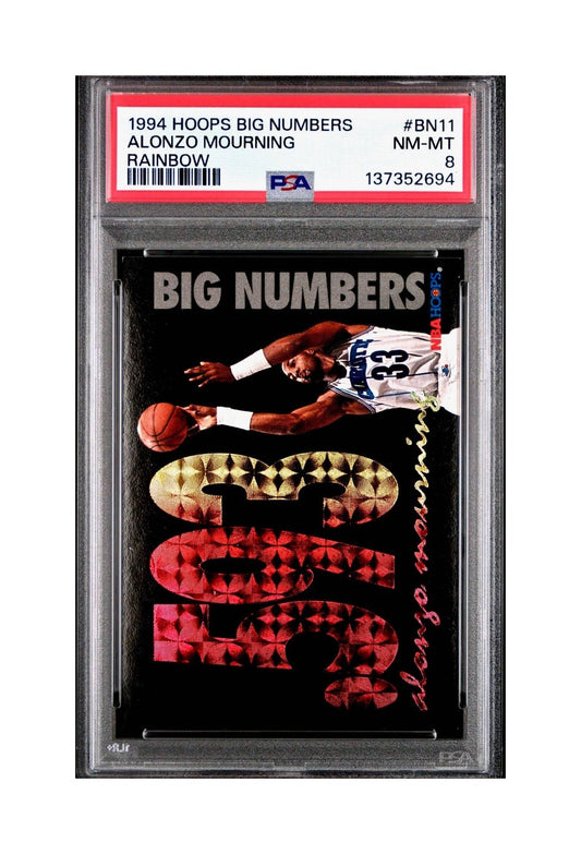 Alonzo Mourning 1994 NBA Hoops Big Numbers #BN11 Rainbow PSA 8 NM-MT