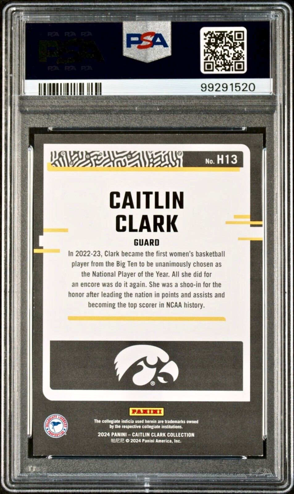 Caitlin Clark 2024 Panini Donruss Highlights H13 Basketball Card PSA 9 Mint