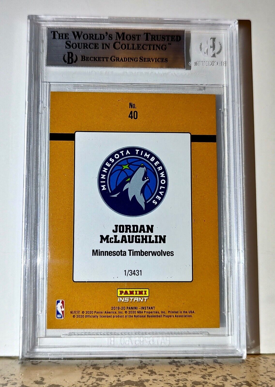 Jordan McLaughlin 2019-20 Panini NBA #40 Rated Rookies 1/3431 BGS 9 Timberwolves