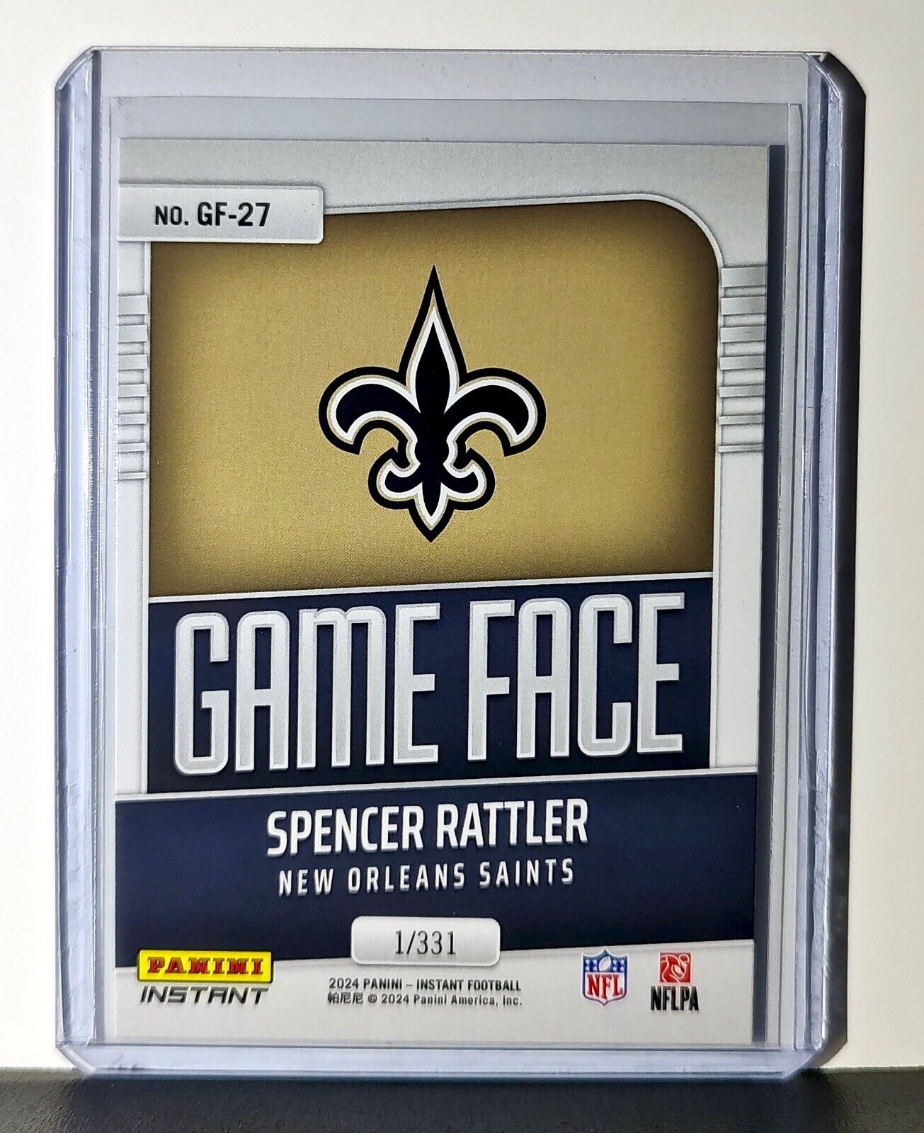 Spencer Rattler 2024 Panini Game Face NFL #27 Rookie Card Saints 1/331