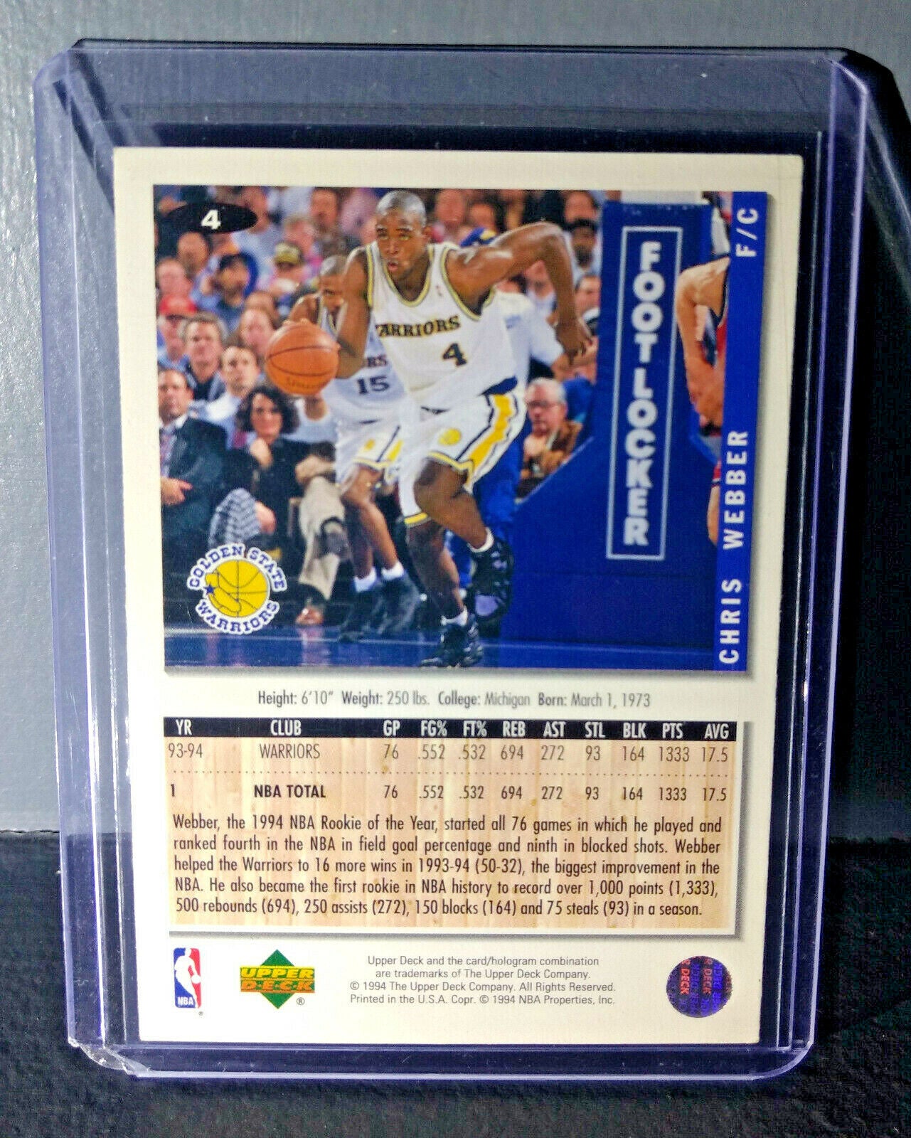 1994-95 Chris Webber Upper Deck Collector's Choice #4 Basketball Card