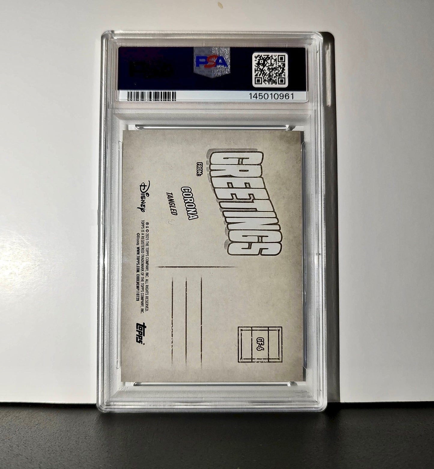 Corona 2025 Topps Disney Wonder #GF-6 Greetings From Card Tangled PSA 9