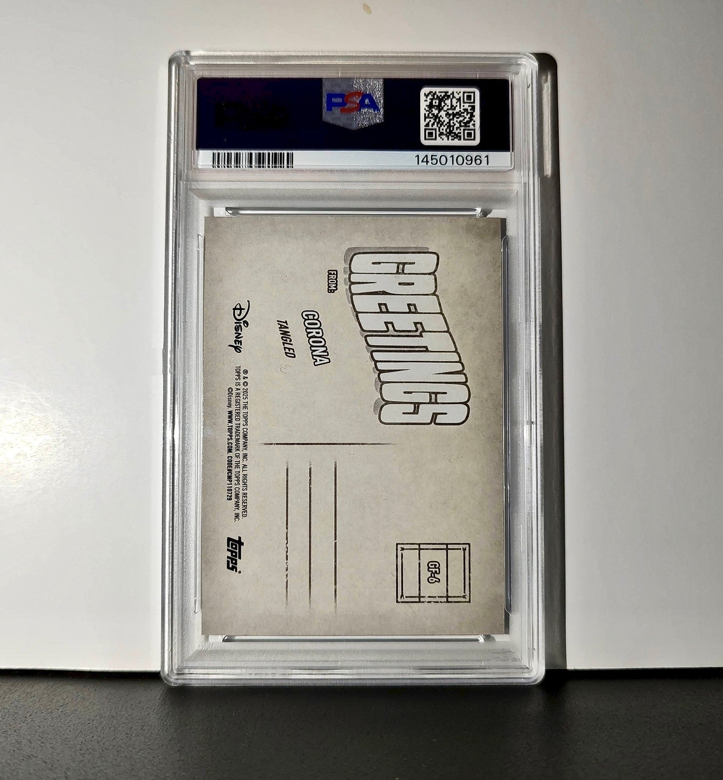 Corona 2025 Topps Disney Wonder #GF-6 Greetings From Card Tangled PSA 9
