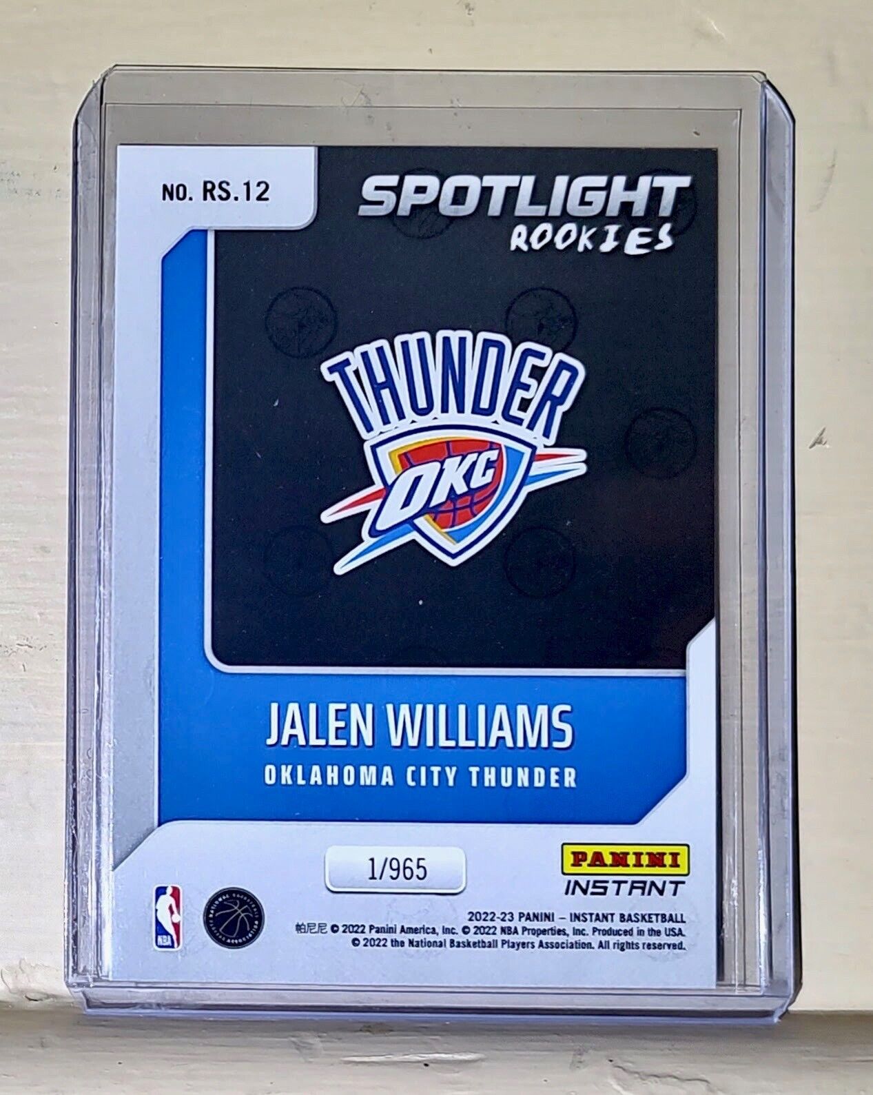 Jalen Williams 2022-23 Panini NBA #12 Spotlight Rookies Card 1/965