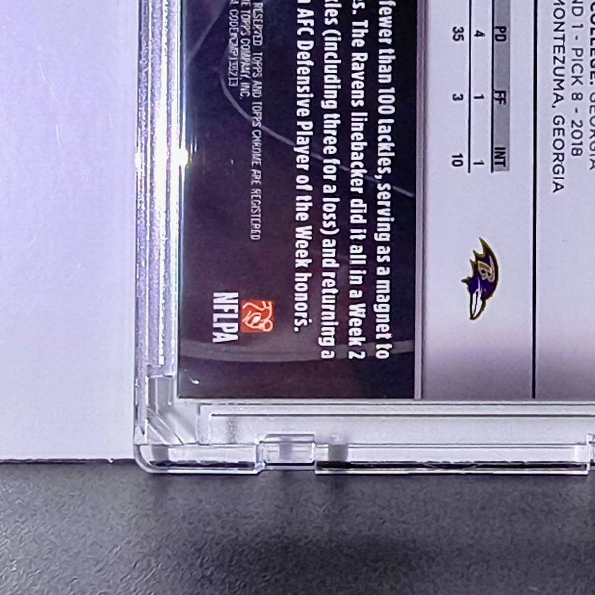 Roquan Smith 2025 NFL Topps Chrome Black #22 Green Refractor 22/99 Card Ravens