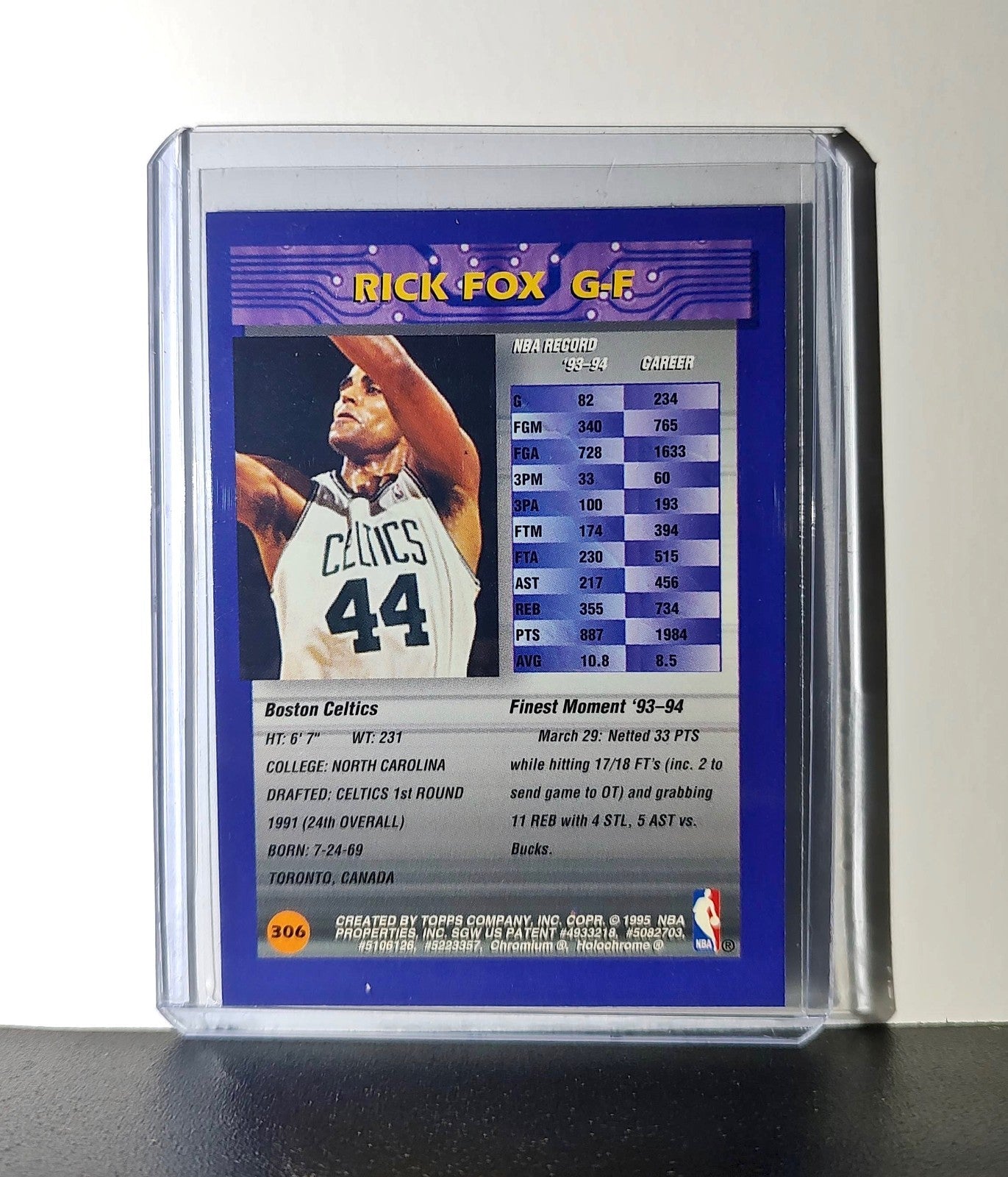 Rick Fox 1994-95 Topps Finest #306 Basketball Card