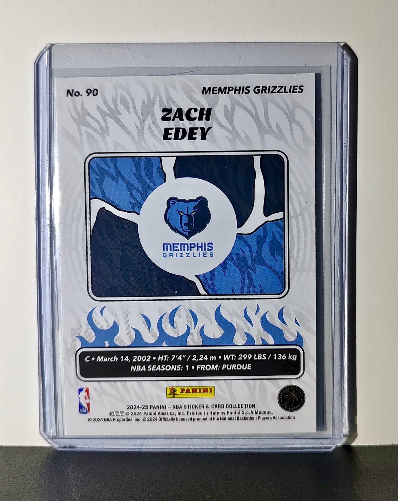 Zach Edey Rookie 2024-25 Panini NBA #90 Foil Sticker Card Memphis Grizzlies